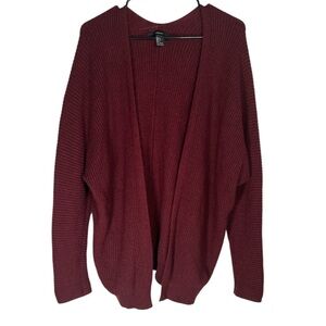 Forever 21 Plum Cardigan Long Sleeve Women's Size Large L Maroon Wine Burgundy